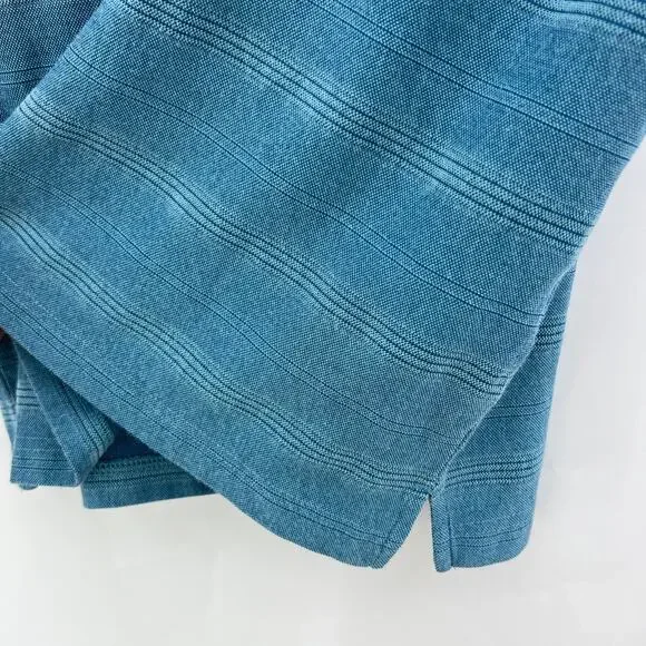 VTG 90s Hudson River XL Blue Striped Short Sleeve Polo Shirt Dadcore Tee - Picture 5 of 8